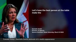 Danielle Smith blasts critics, defends U.S. media appearances News Clip