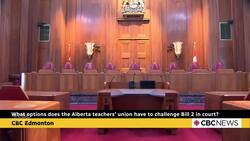 What options does the Alberta teachers' union have to challenge Bill 2 in court? News Clip