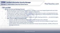 CISM Certification Domain 1: Information Security Governance Video Boot Camp 2019 - Warfare, terrorism, sabotage, and ransomware Instructional Video