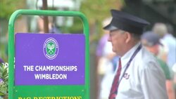 View of signs snd security at Wimbledon News Clip