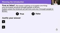 Planning and writing the introduction of an essay about the Windrush Instructional Video