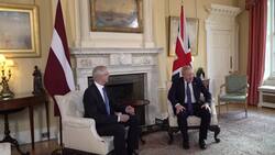 Boris Johnson welcomes Latvian Prime Minister Arturs Krisjanis Karins to Downing Street News Clip