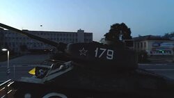 T-34 Soviet Army Medium Battle Tank Memorial Monument at Night Stock Footage