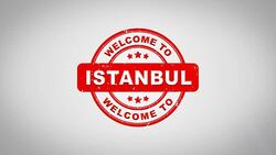 Welcome to ISTANBUL Signed Stamping Text Wooden Stamp Animation. Red Ink on Clean White Paper Surface Background with Green matte Background Included. Stock Footage