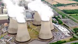 Aerials of Drax power station News Clip