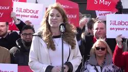 Starmer and Rayner address crowd in Bury News Clip