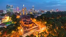 4k Time lapse movie of Beauty Notre Dame cathedral in Ho Chi Minh City, Vietnam Stock Footage