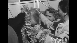 Former President Harry Truman, his wife Bess, and daughter Margaret arrive in Honolulu, Hawaii, for vacation News Clip