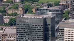 Aerial shots of Canary Wharf and JP Morgan building News Clip