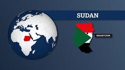 Earth Sphere Map and Sudan Country Map with National Flag Stock Footage