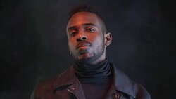 Confident Man in Dark Studio with Fog Stock Footage