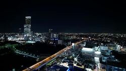 night view of Osaka city views from Umeda sky building in Japan. Stock Footage