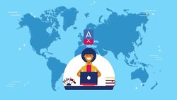 Multi language translator app concept 2d animation Stock Footage