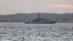 Brexit: HMS Mersey at anchor in the Solent News Clip