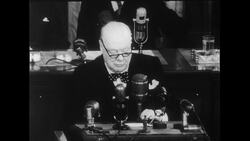Washington DC, 1952: Winston Churchill gives a speech to Congress advising to prevent a third World War from occurring Stock Footage