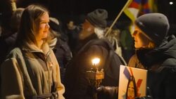 CLEAN : Protest in front of the Chinese embassy in Copenhagen urging more freedom of speech News Clip