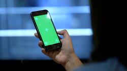 Digital marketing : Hand using mobile phone at night Stock Footage