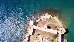 Kiz Kalesi - Korykos Aerial View Stock Footage