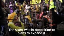 Extinction Rebellion activists dressed as canaries block mine entrance News Clip