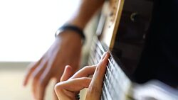 Musician playing classic guitar Stock Footage