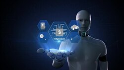 Robot opens palm, Fin-tech icon and various graph. Futuristic financial technology. 4k movie.3. Stock Footage