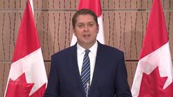 Scheer tells reporters Canada has been "following a policy of appeasement" on China News Clip