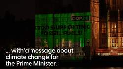 Religious campaigners light up Parliament with Cop26 message News Clip