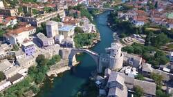 Mostar from the Sky: Drone Views of Bosnia's Balkan Beauty Stock Footage
