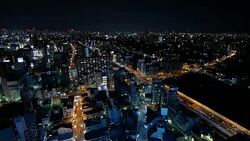 night view of Osaka city views from Umeda sky building in Japan. Stock Footage
