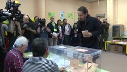 CLEAN : Spain: Podemos party leader Pablo Iglesias casts his vote News Clip