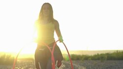 girl with Hoop in nature Stock Footage
