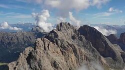 AERIAL VIEW OF DOLOMITES Val di Funes Stock Footage