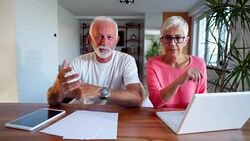 Senior psychotherapists have interview Stock Footage