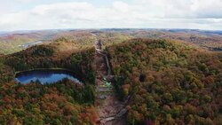 Aerial View of a New Electrical Power Line Under Construction Stock Footage