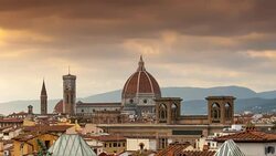 Cathedral of Santa Maria del Fiore at Sunset. Florence, Italy. Timelapse, UHD Video Stock Footage