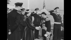 Pres. Lopes of Portugal arrives in London for state visit and is welcomed by Queen Elizabeth II and Prince Philip at pier News Clip