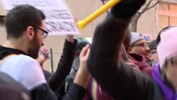 People protest outside Capitol building on day of Trump's inauguration News Clip