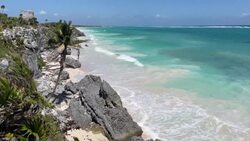 CLEAN : STOCKSHOTS: tourists visit Tulum Archaeological Site amid pandemic News Clip