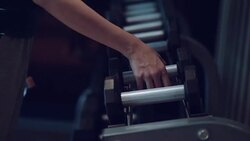 Dumbbells sports and fitness weight training equipment Stock Footage