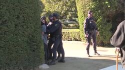 CLEAN : Femen activists interrupt a Madrid demonstration in memory of former general Franco News Clip