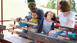 A family with two children visited an organic farm Stock Footage