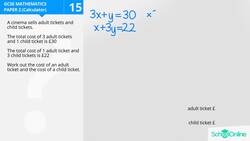 GCSE Secondary Maths Age 13-17 - Algebra: Money Problem - Explained Instructional Video