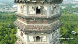 World's Astonishing Leaning Towers Revealed: A Drone's Eye View Stock Footage