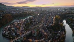 A Drone's Eye View of Bern, the UNESCO Heritage City Stock Footage