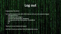 Power BI Masterclass - Log Out and Final Words Instructional Video