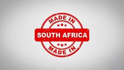 Made In SOUTH AFRICA  Signed Stamping Text Wooden Stamp Animation. Red Ink on Clean White Paper Surface Background with Green matte Background Included. Stock Footage