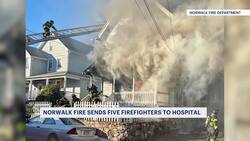 5 firefighters injured while battling house fire in Norwalk News Clip