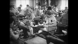 Women posing, factory work, c.1920-1950s Stock Footage