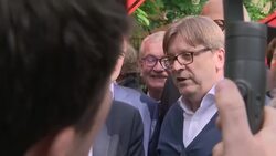 Guy Verhofstadt and Vince Cable at European election rally News Clip