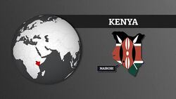 Earth Sphere Map and Kenya Country Map with National Flag Stock Footage